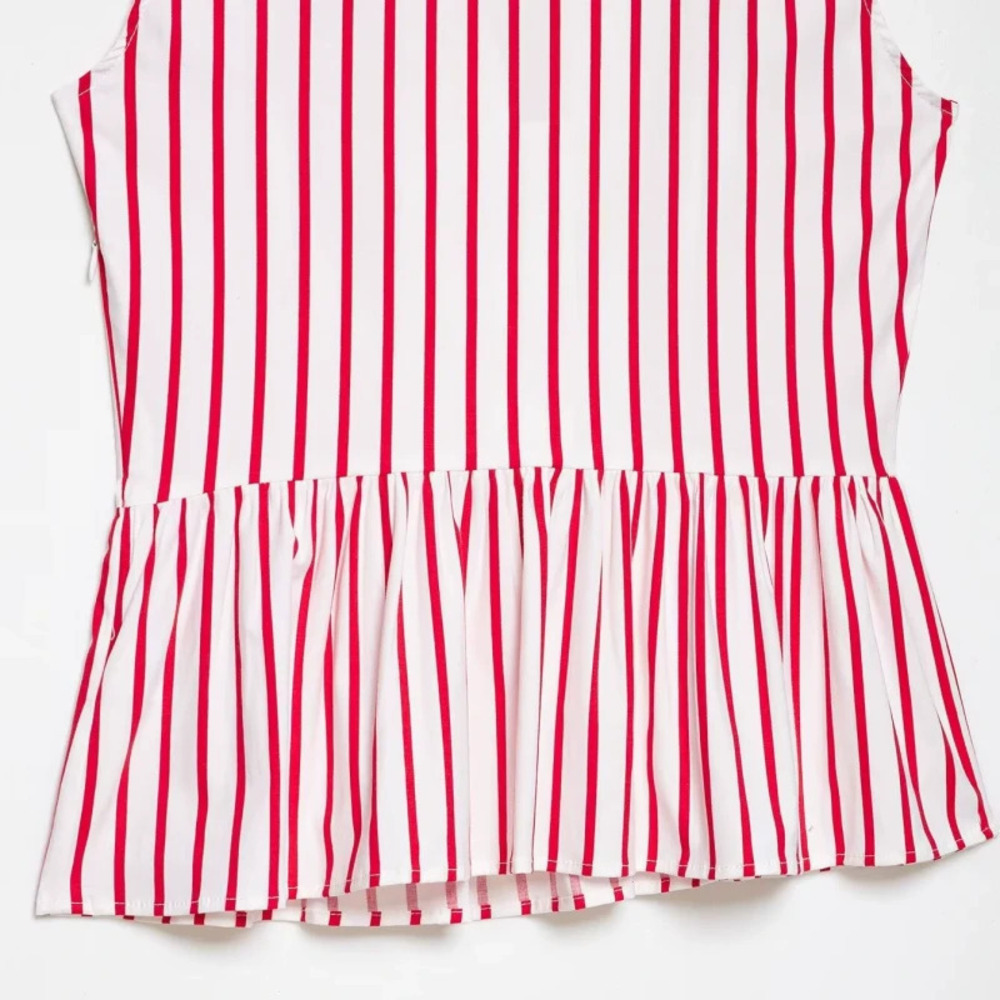ZARA Summer Retro Striped Tie Neck Shirt